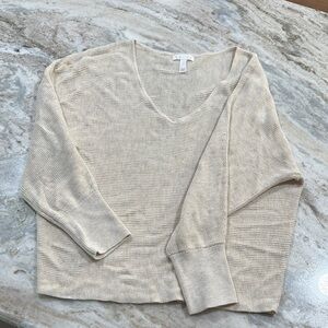Leith-Elegant Cream V-Neck Sweater
